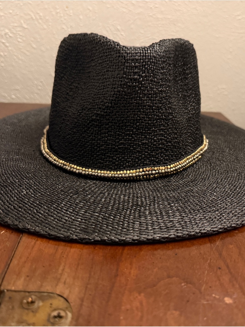 Black Beaded Straw Cowboy Hat - Nikki Beach